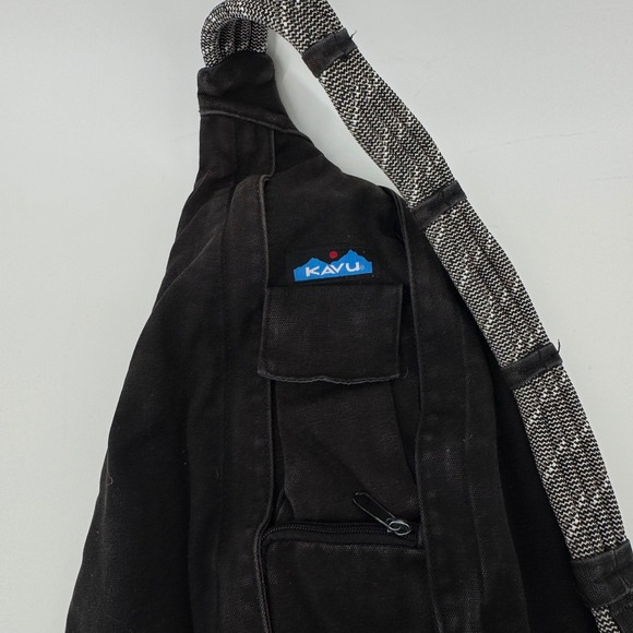 KAVU Rope Bag Sling Women OS Black Canvas Adjustable Strap Crossbody Bag - Picture 3 of 4